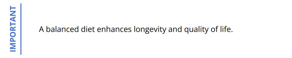 Important - A balanced diet enhances longevity and quality of life.