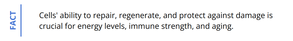 Fact - Cells' ability to repair, regenerate, and protect against damage is crucial for energy levels, immune strength, and aging.