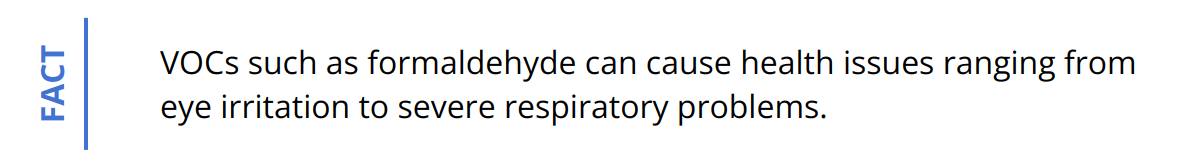 Fact - VOCs such as formaldehyde can cause health issues ranging from eye irritation to severe respiratory problems.